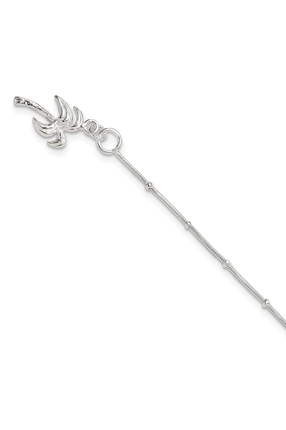 Sterling Silver Anklet 9 inch mm Palm Tree