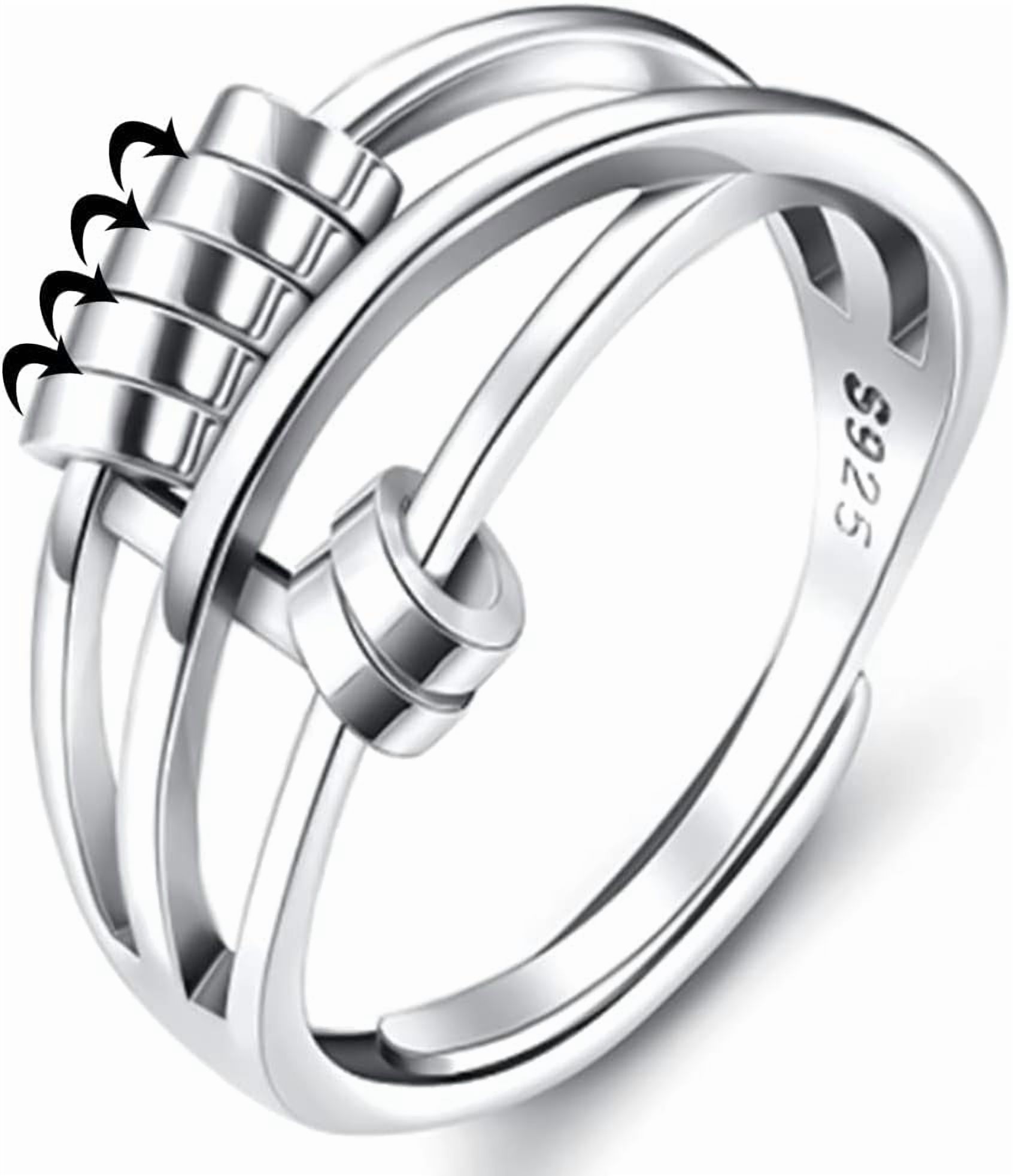 Curated visual reference: Fresh Look at Sterling Silver Anti Anxiety Rings For Women Fidget Beads Spinner