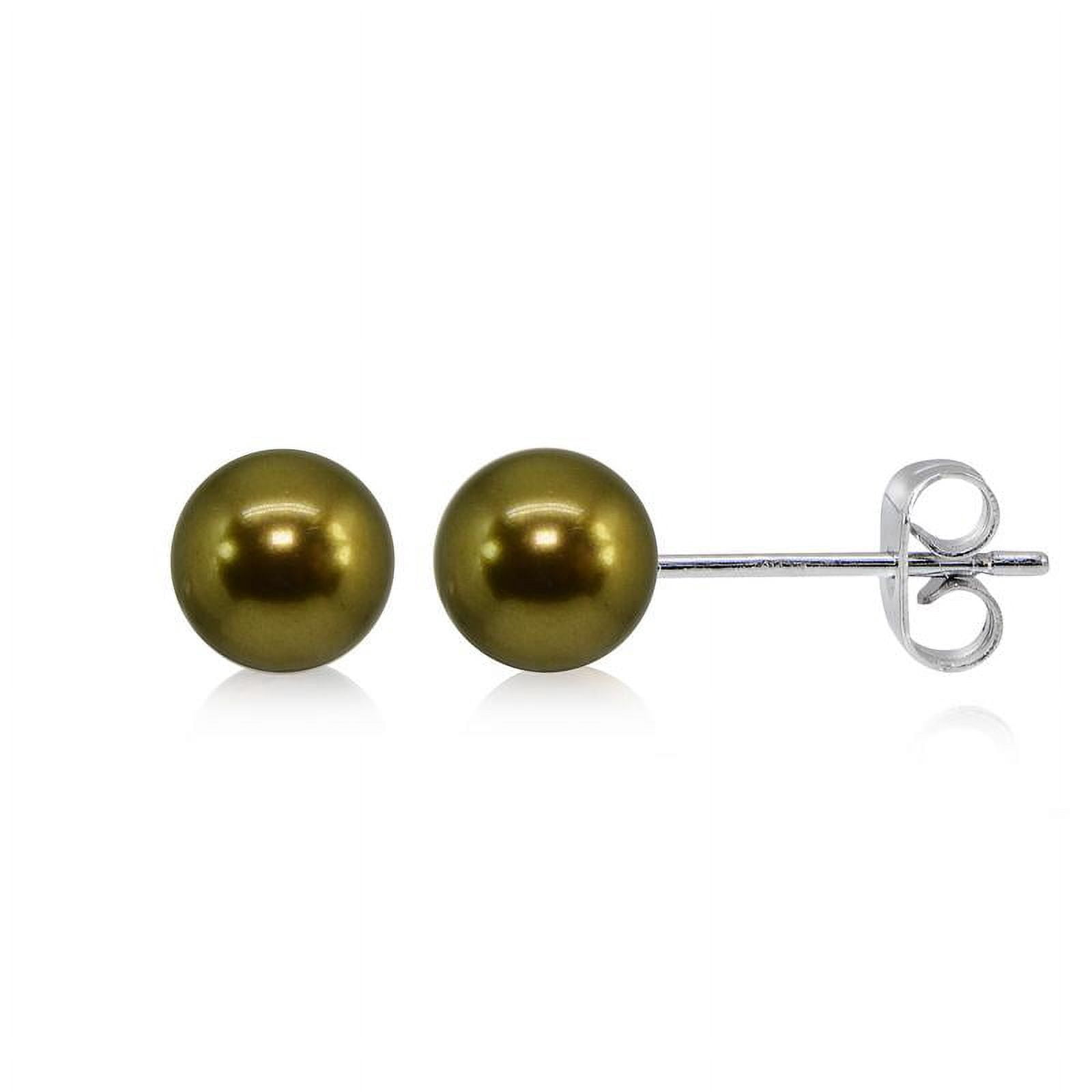 Sterling Silver Antique Brass Genuine Swarovski Elements 4mm Pearl Stud Earrings