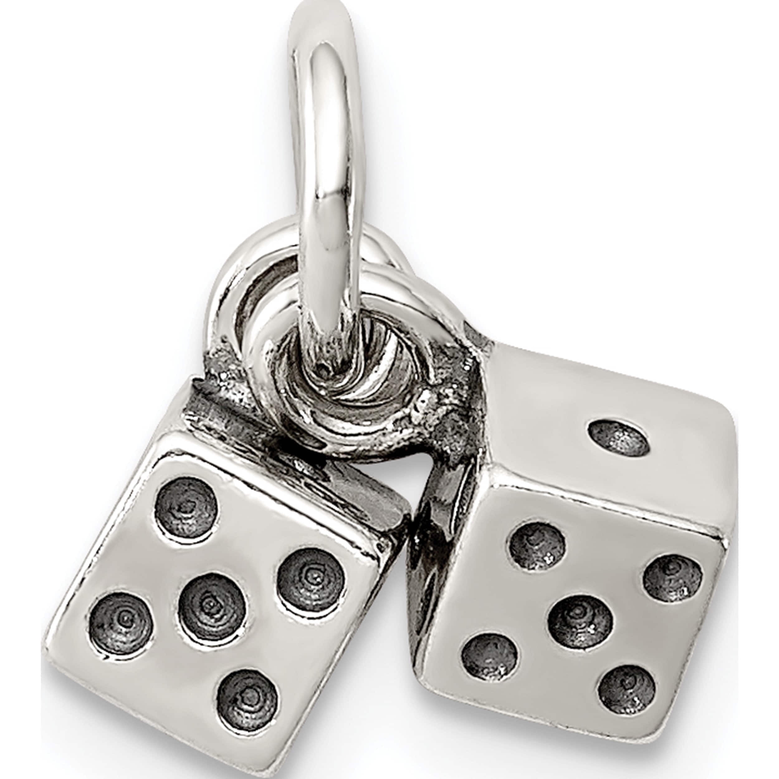 Sterling Silver Antique Dice Charm (11 X 11) Made In Thailand qc4727
