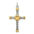 thumbnail image 1 of Sterling Silver Antiqued & 18k Gold - plated Cross Pendant Charm, 1 of 1