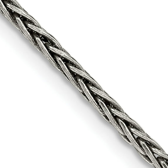Sterling Silver Antiqued 2.2mm Solid Square Spiga Chain (24 X 2.2) Made In Italy qfc206-24