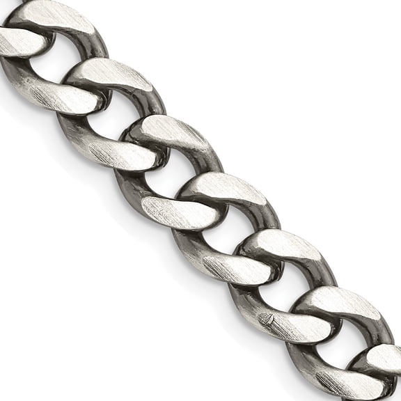Finest Gold Sterling Silver Antiqued 7.5 mm Curb Chain