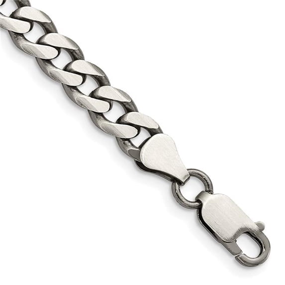 Sterling Silver Antiqued 7 mm Curb 9 in. Chain Bracelet
