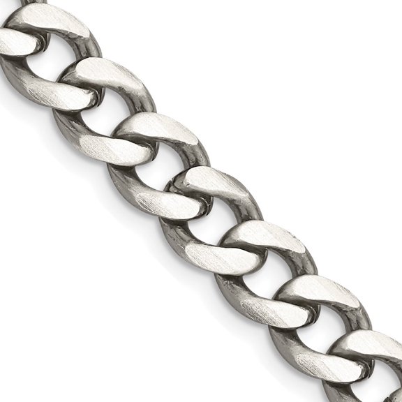 Finest Gold Sterling Silver Antiqued 8.3 mm Curb Chain