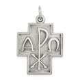 thumbnail image 1 of Sterling Silver Antiqued Alpha Omega Cross Pendant Charm, 1 of 5