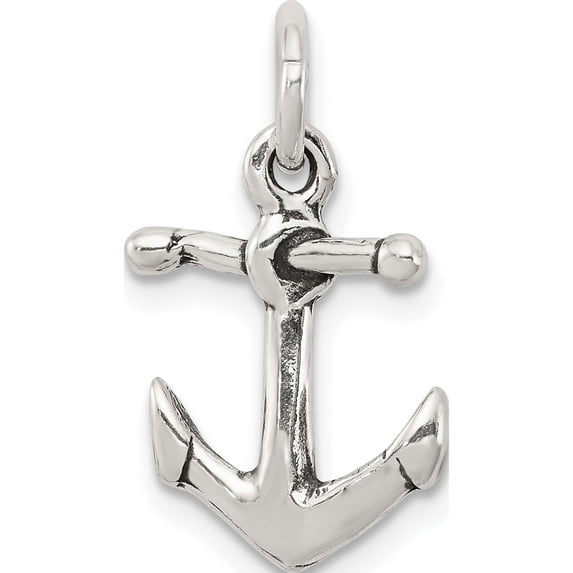 Sterling Silver Antiqued Anchor Charm Solid Casted Polished Sculptural Flawless Glistening Perfect for adding elegance to any outfit
