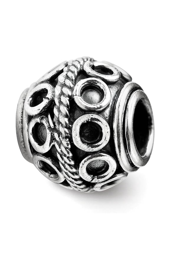 The Black Bow Sterling Silver Antiqued Artisan Circle & Rope Design Bead Charm
