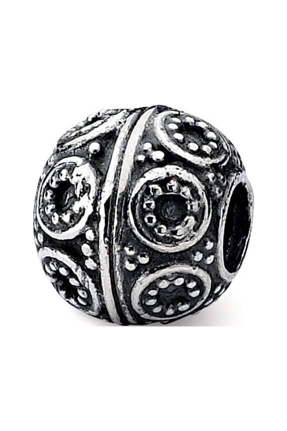The Black Bow Sterling Silver Antiqued Artisan Double Circle Design Bead Charm
