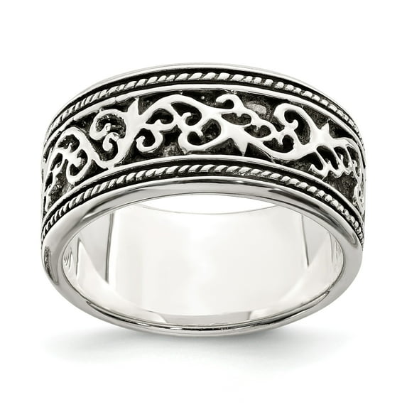 Sterling Silver Antiqued Band - Size 9