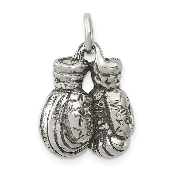 Sterling Silver Antiqued Boxing Gloves Charm Pendant