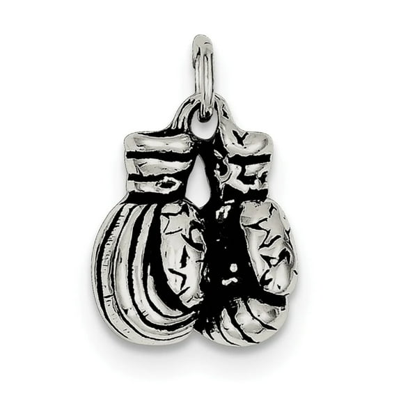 Sterling Silver Antiqued Boxing Gloves Charm QC7811