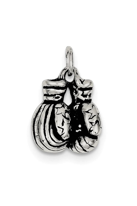 925 Sterling Silver Polished Oxidized Boxing Gloves Charm 24x14mm Wide Pendant Necklace for Women