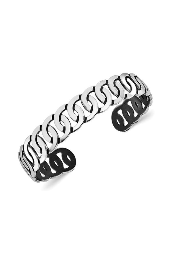 Gem & Harmony Sterling Silver Antiqued Burnished Polished Cuff Bangle Bracelet for Women