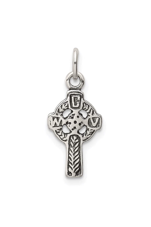925 Sterling Silver Polished Oxidized Irish Claddagh Celtic Trinity Knot Religious Faith Cross Charm 21x9mm Wide Pendant