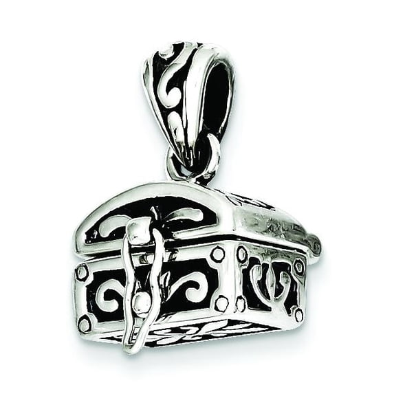 Sterling Silver Antiqued Chest Pendant Charm Jewelry 24mm x 10mm