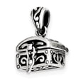 thumbnail image 1 of 925 Sterling Silver Polished Oxidized Antiqued Chest Pendant Necklace 24x10mm Wide Pendant for Women, 1 of 5