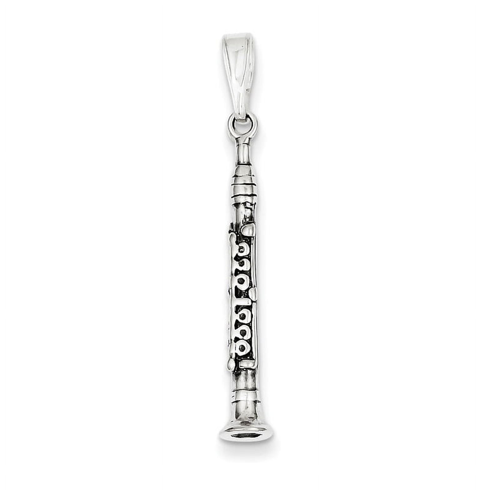 Sterling Silver Antiqued Clarinet Charm QC3765