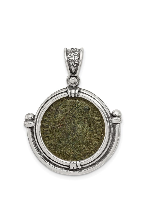 Sterling Silver Antiqued Constantine Coin Pendant