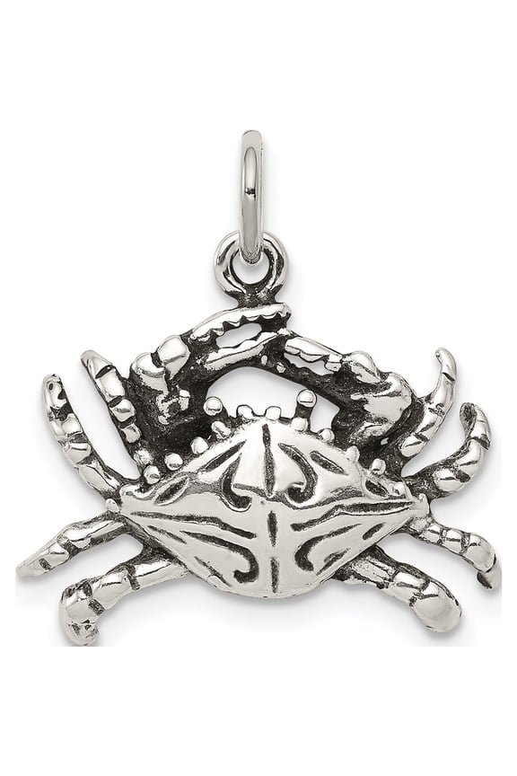 Sterling Silver Antiqued Crab Charm Solid Casted Polished Glamorous Unique Polished Inspired by artistry and crafted with passion