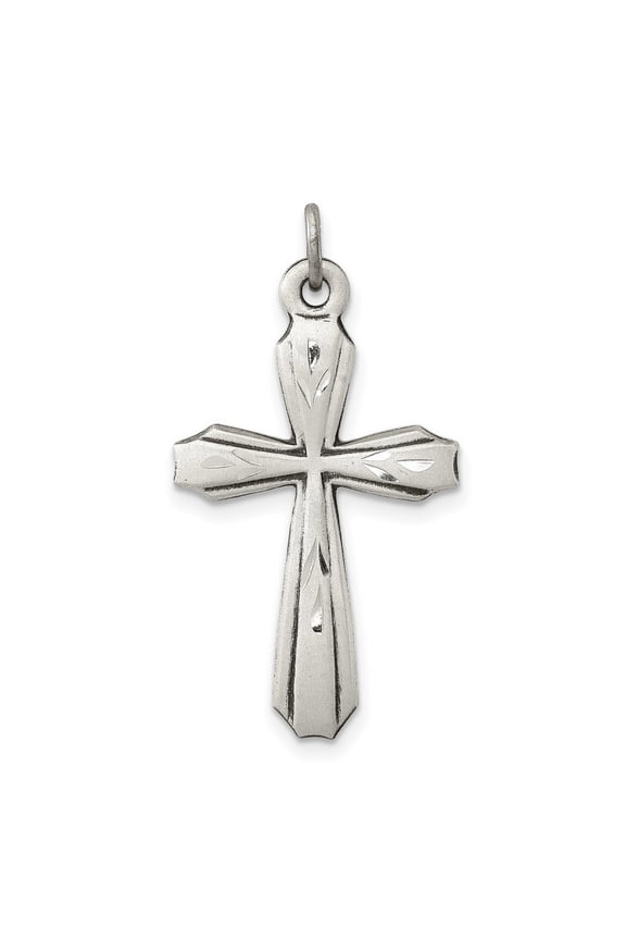Silver D.C Satin Antiqued Finish Cross Pendant