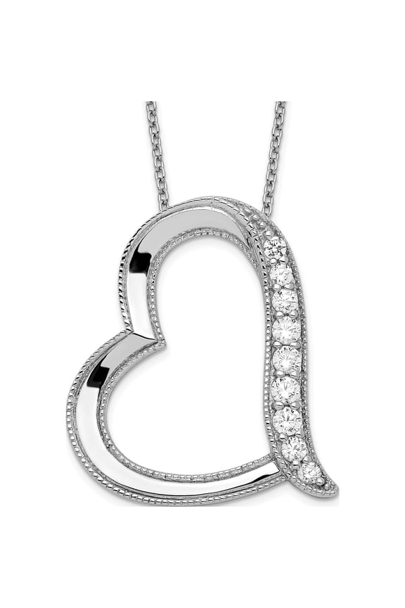 Sterling Silver Antiqued Cz Daughter-In-Law 18In Necklace Made In China qsx286