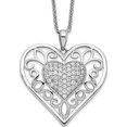thumbnail image 1 of Sterling Silver Antiqued Cz To My Daughter 18In Heart Necklace Made In Thailand qsx437, 1 of 5
