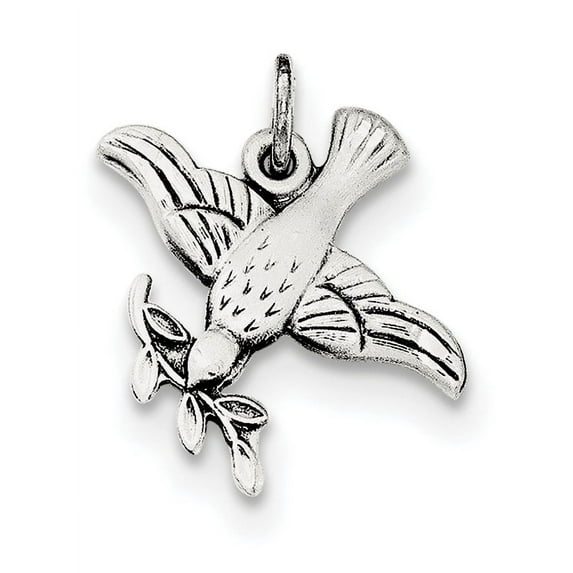 Sterling Silver Antiqued Dove Medal Pendant (19.05 X 16.3) Made In United States qc8437