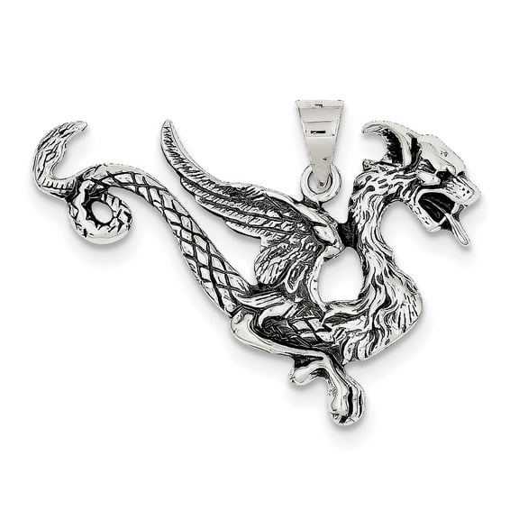Sterling Silver Antiqued Dragon Charm