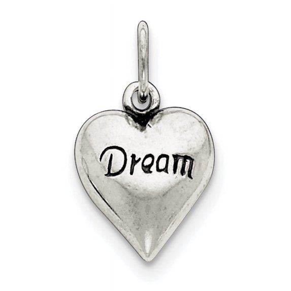 Sterling Silver Antiqued Dream Heart Pendant (17 X 14) Made In Thailand qc5963