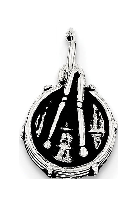 Sterling Silver Antiqued Drum Charm (17 X 10) Made In United States qc7759