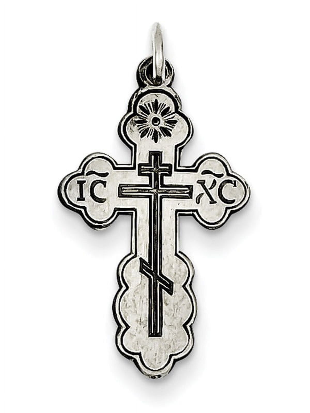 Sterling Silver Antiqued Eastern Orthodox Cross Charm