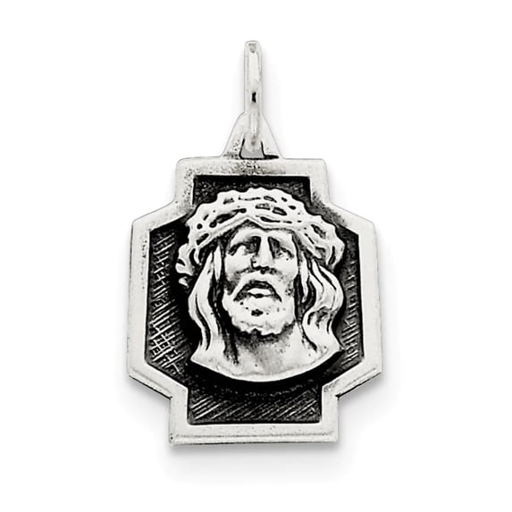 925 Sterling Silver Solid Oxidized Antiqued Ecce Homo Charm 25x15mm Wide Pendant Necklace for Women