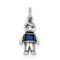 thumbnail image 1 of 925 Sterling Silver Solid Oxidized Oxdz Enameled Marine Blue Pendant Necklace 23.5x9.75mm Wide Pendant for Women, 1 of 2