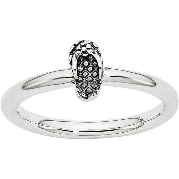 Sterling Silver Antiqued Flip Flop Ring