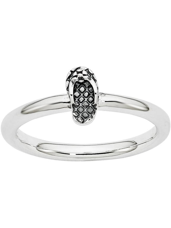 Sterling Silver Antiqued Flip Flop Ring