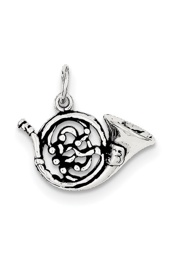 Sterling Silver Antiqued French Horn Charm