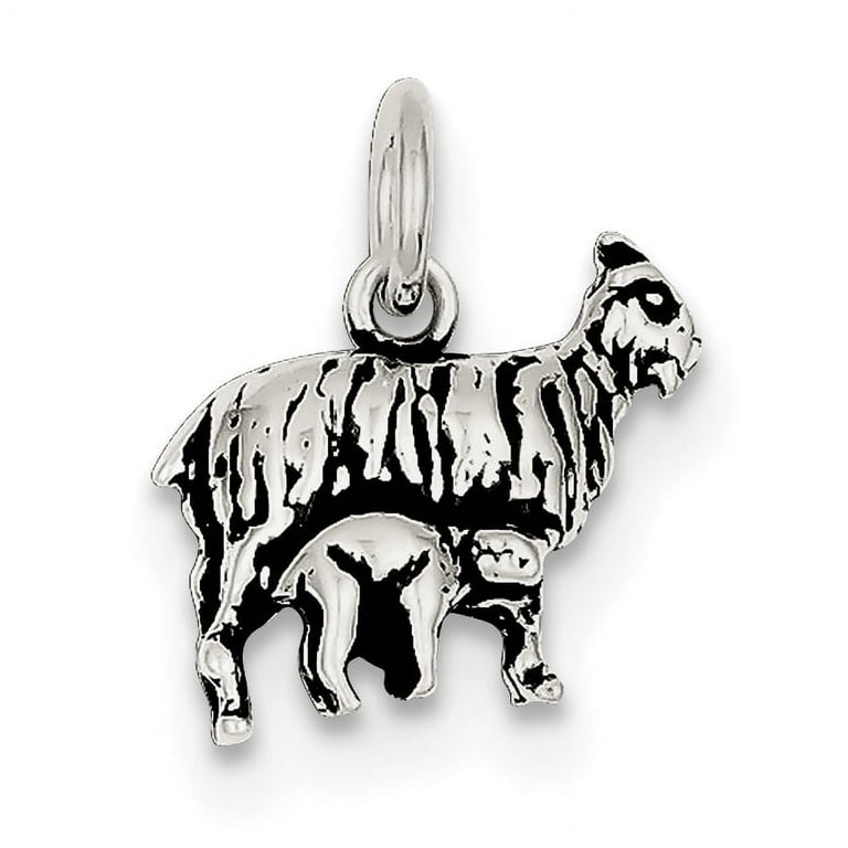Goat Charm Sterling Silver Antiqued Finish Goat Charm Sterling Silver Antiqued Finish