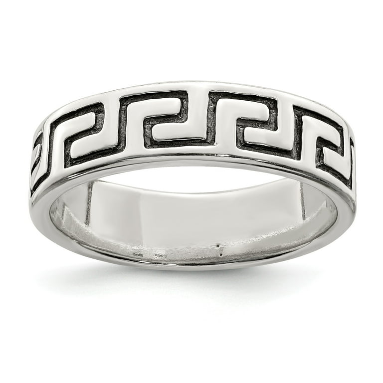 Sterling silver greek key ring discount