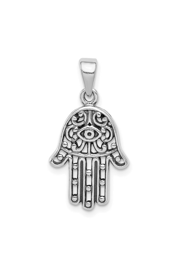 Sterling Silver Antiqued Hamsa Pendant