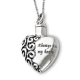 thumbnail image 1 of Sterling Silver Antiqued Heart Remembrance Cremation Ash Holder W/ 18 Inch Chain 3/4 Inch X 1-1/8 Inch in Sterling Silver, 1 of 1