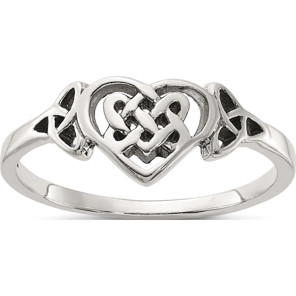 Sterling Silver Antiqued Heart With Celtic Knot Ringsize 7 - Jbsp
