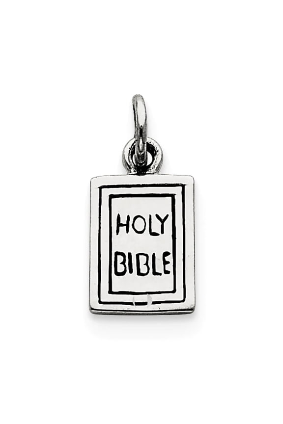925 Sterling Silver Solid Polished Oxidized Antiqued Holy Bible Charm 20x10mm Wide Pendant Necklace for Women