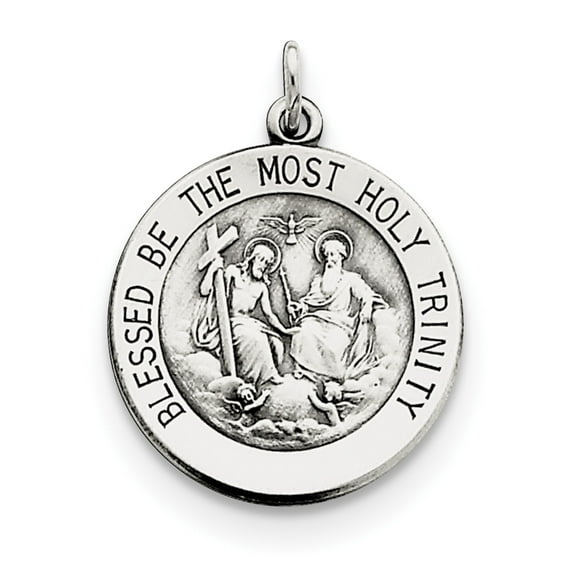 Sterling Silver Antiqued Holy Trinity Medal (26 X 18) Made In United States qc5477