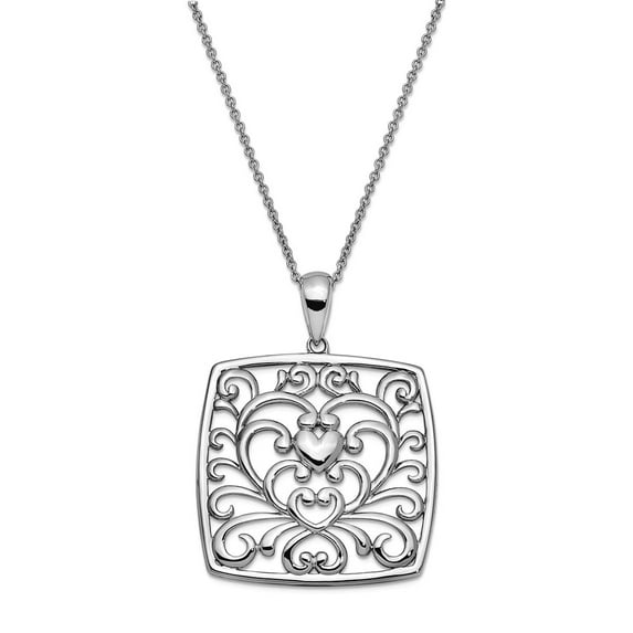 925 Sterling Silver Polished Spring-Ring Oxidized Antiqued I Care About What You Are Going Through 18inch Necklace Penda
