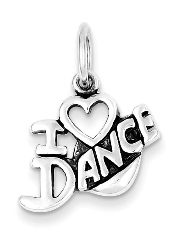 KEVIN JEWELERS Sterling Silver Antiqued I Love Dance Charm