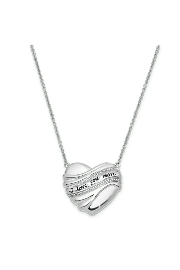 Sentimental Expressions Sterling Silver Rhodium-plated Antiqued I Love You More 18in. Necklace