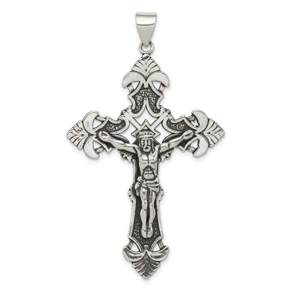 Sterling Silver Antiqued INRI Crucifix Pendant