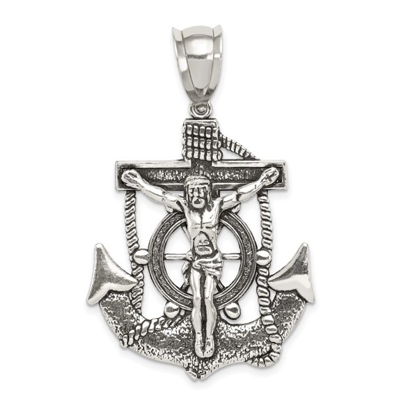 Sterling Silver Antiqued INRI Crucifix Pendant
