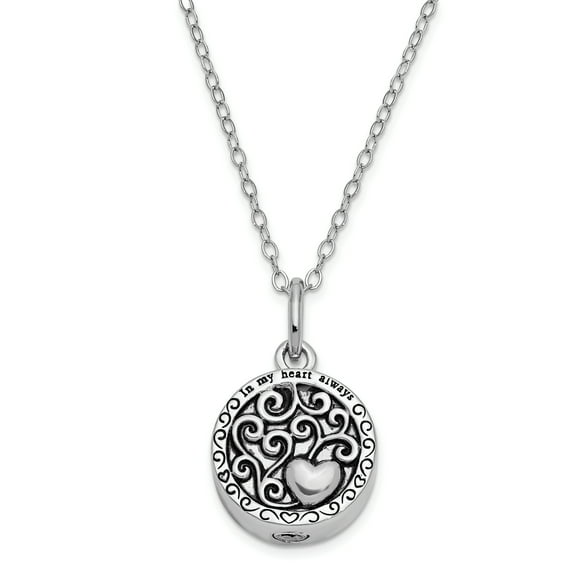 Sterling Silver Antiqued In My Heart Ash Holder 18in. Necklace and Pendant